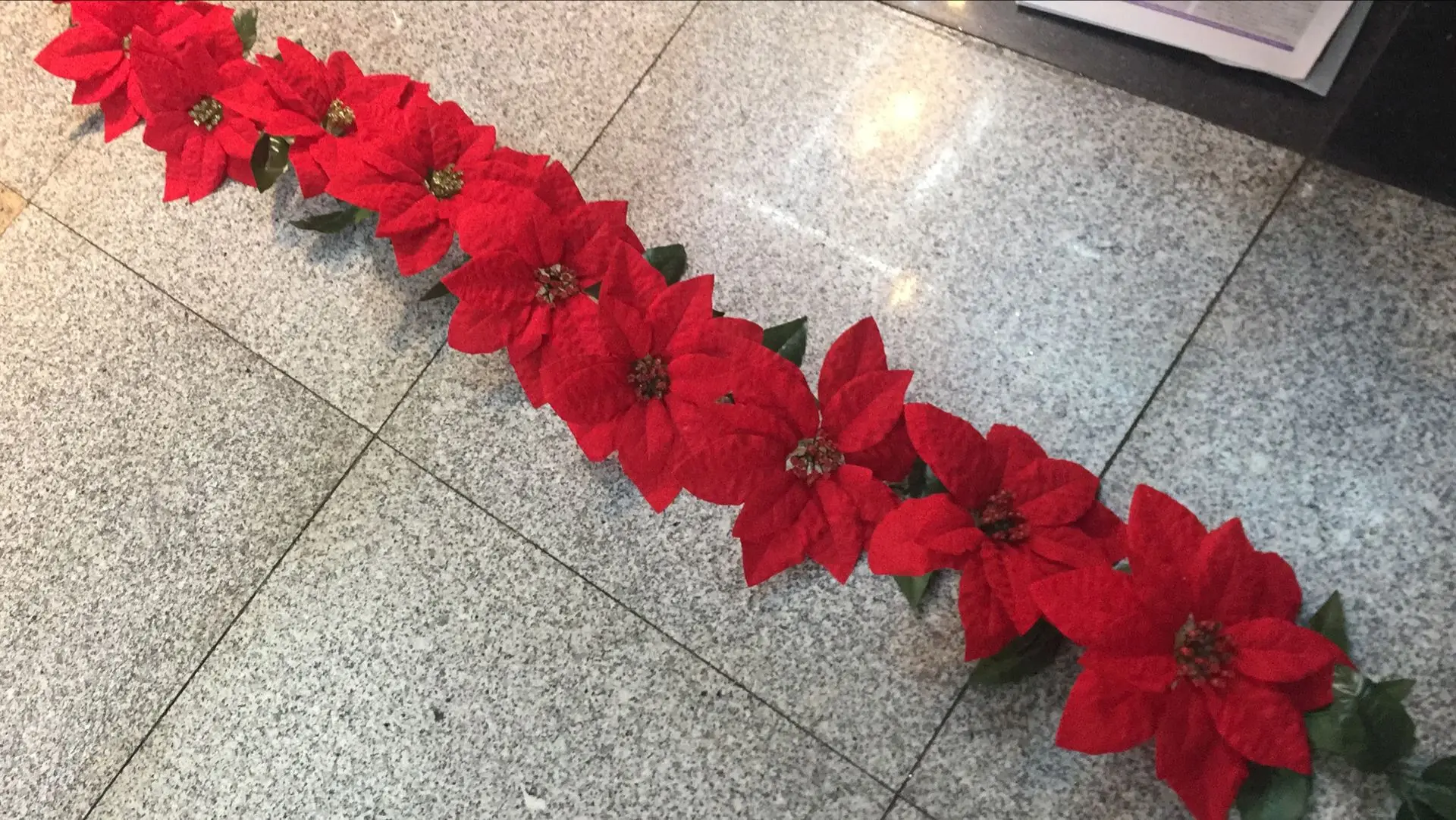 2m 10 Flowers Christmas Poinsettia Flowers Decorations Garland String Lights Xmas Tree Ornaments Christmas Home Decor