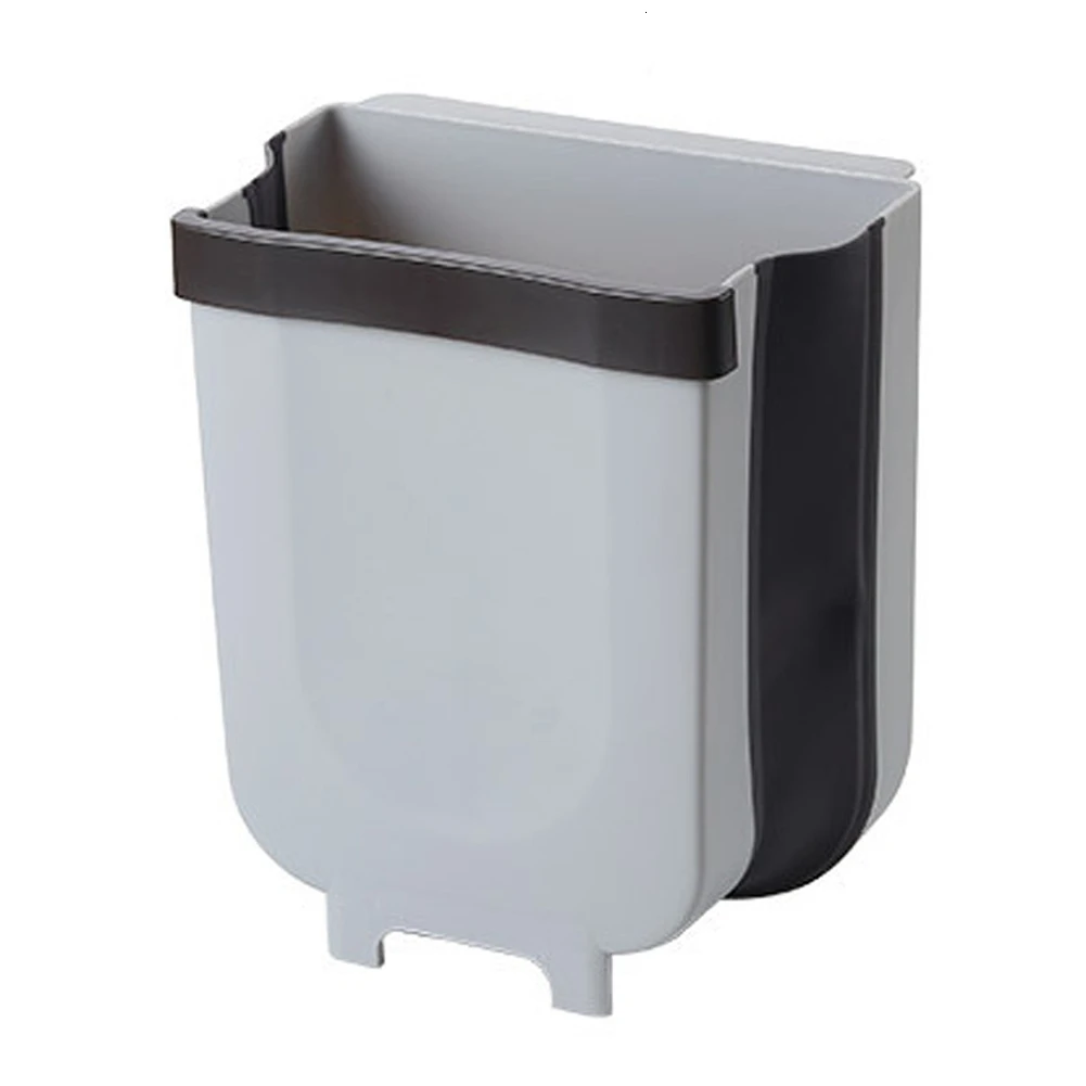 9л Складная мусорная корзина кухонная корзина для мусора Складная Автомобильная мусорная корзина настенная мусорная корзина Ванная комната Туалет мусорное ведро для хранения B4 - Цвет: Gray