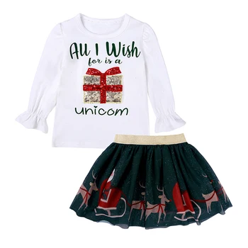

Christmas Children's Sets Baby Girls Long Sleeve Top + Princess Skirt Clothing Sets Autumn Winter Kids Boy Girl Suit Clothes