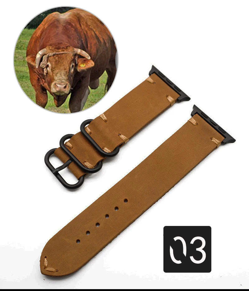 Hot Sell Leather Watchband for Apple Watch Band Series 5/3/2/1 Sport Bracelet 42 mm 44mm Zulu Strap For iwatch 4 Band