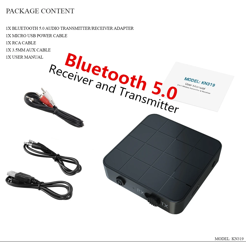 Kebidu 2 в 1 Bluetooth 4,2 5,0 приемник и передатчик Bluetooth беспроводной адаптер аудио с 3,5 мм AUX аудио для домашнего ТВ ПК - Цвет: Bluetooth 5.0