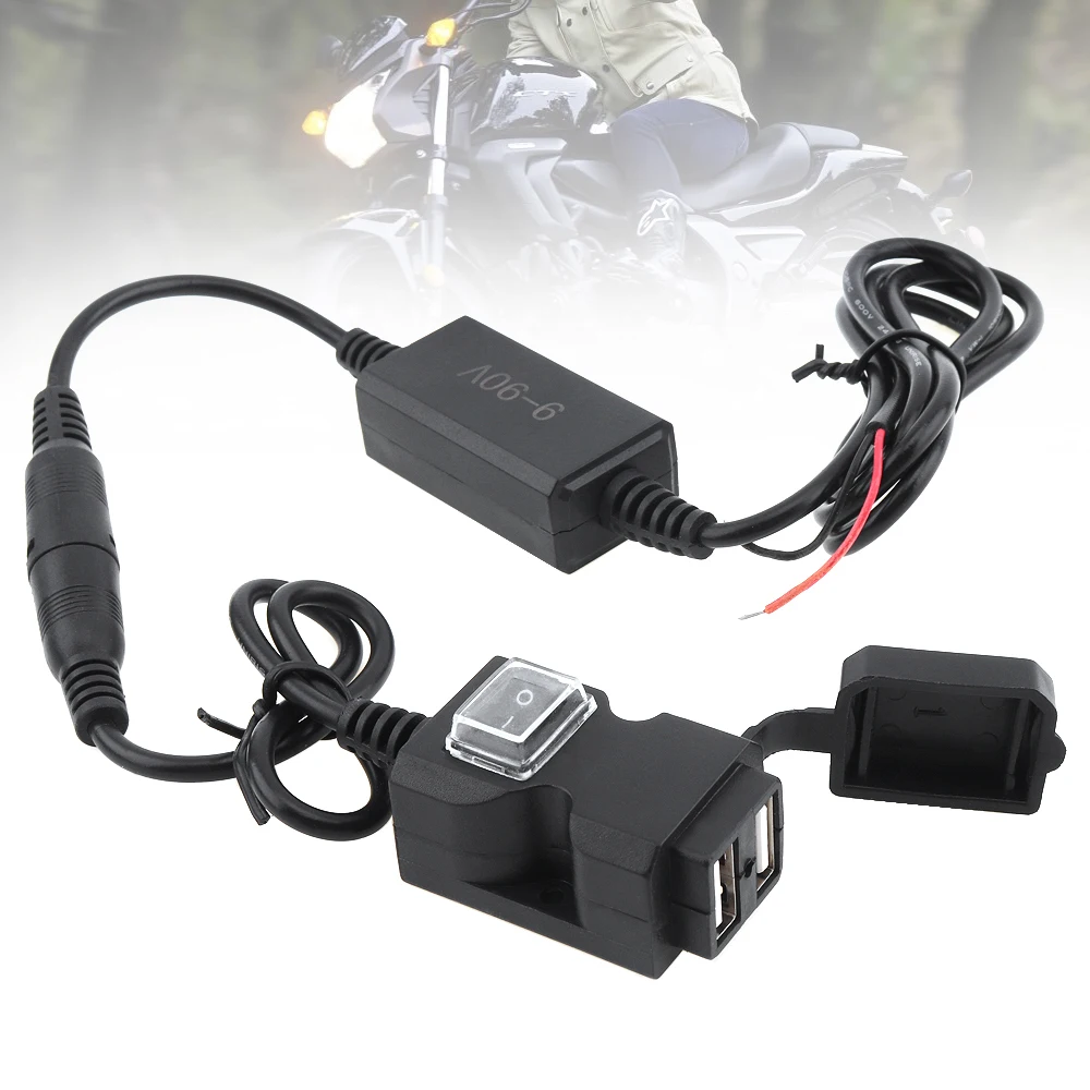 Двойной USB адаптер водонепроницаемый мотоцикл руль зарядное устройство DC 5V 2.1A 1A