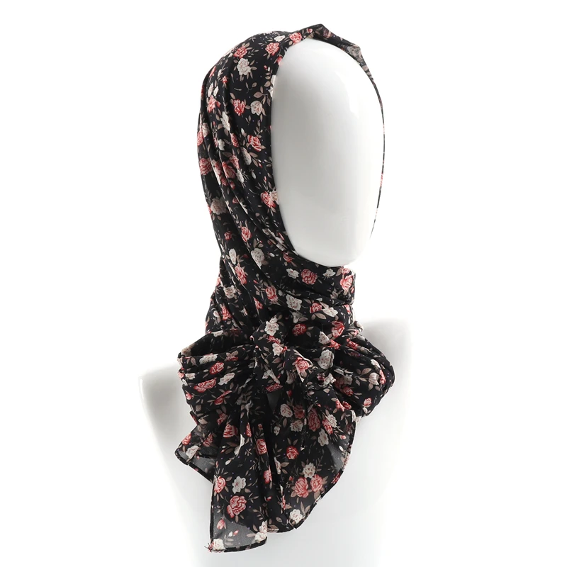 70*180cm Women Printed Soft Floral Muslim Chiffon Hijab Head Scarf Wraps New Designs 6