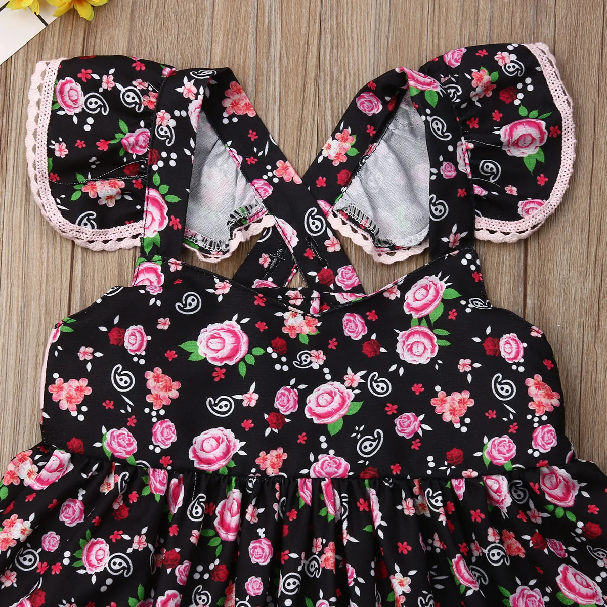 Baby Girls Dresses For Clothes Sets Kids Clothes Baby Sleeveless Birthday Party Princess Dress Print Floral 1 Year Baptism Gown