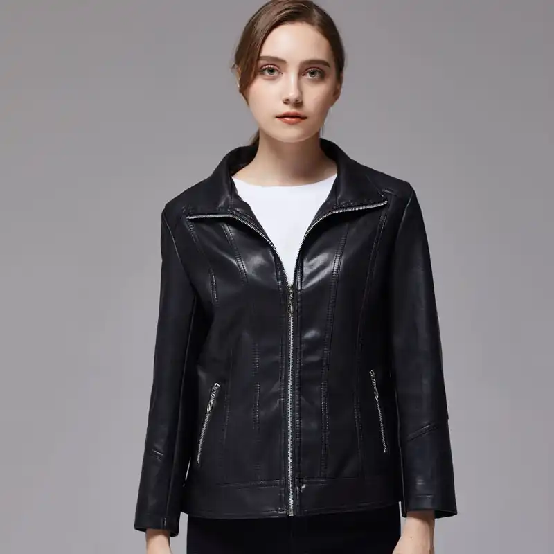 short leather blazer