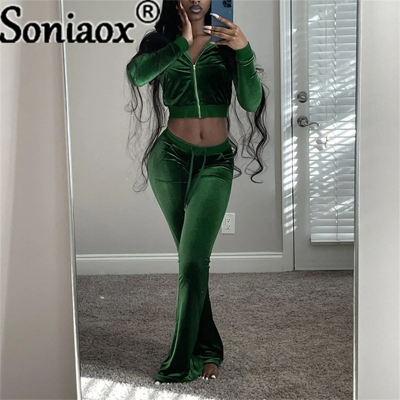 2021 Autumn Winter Women Outdoor Fashion Casual Sports Solid Velvet Two Piece Set Top And Pants Tracksuit Sweatsuit Outfits