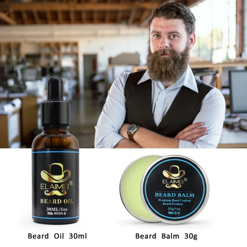 Kits de Cuidados com a Barba dos Homens Barba Cera Óleo Pente Escova Tesoura Ferramentas Estilo 6 Pçs - Set 2 Cheap Prod. perda cab. masc.