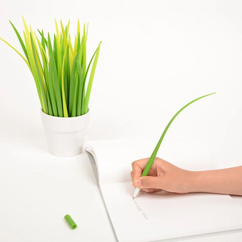 Green Plant Green Grass Ballpoint Pen Novelty Grass Pen for School and Office Stationery Pen 24pcs/lot