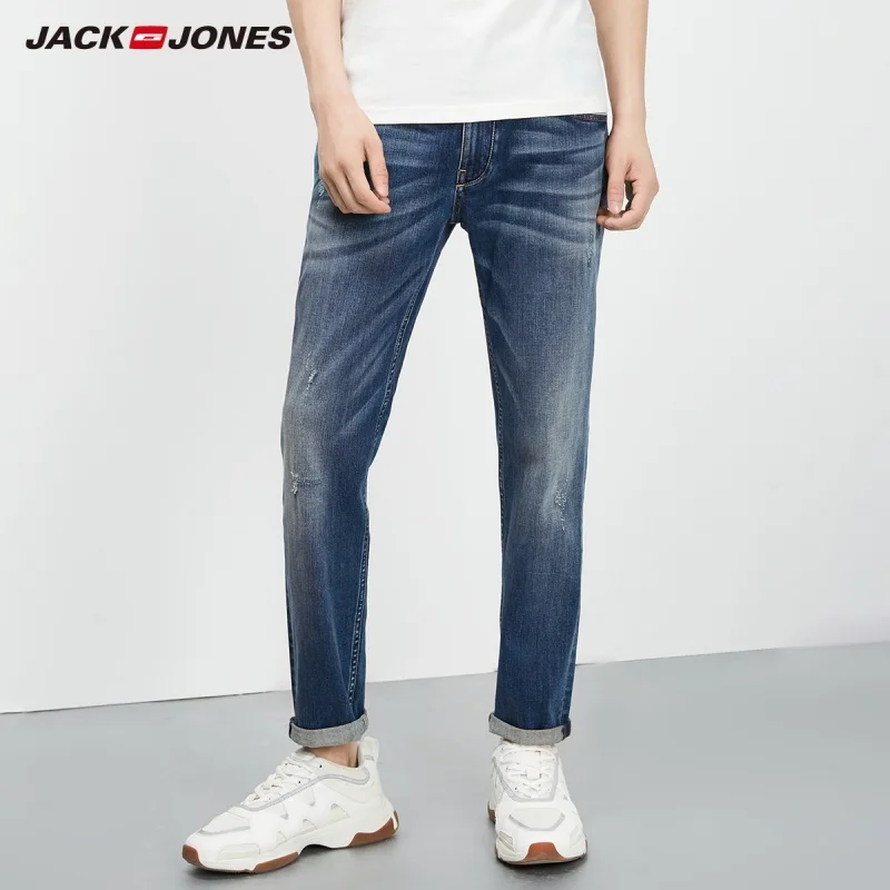Мужские Стрейчевые зауженные укороченные джинсы JackJones модные брюки Мужская
