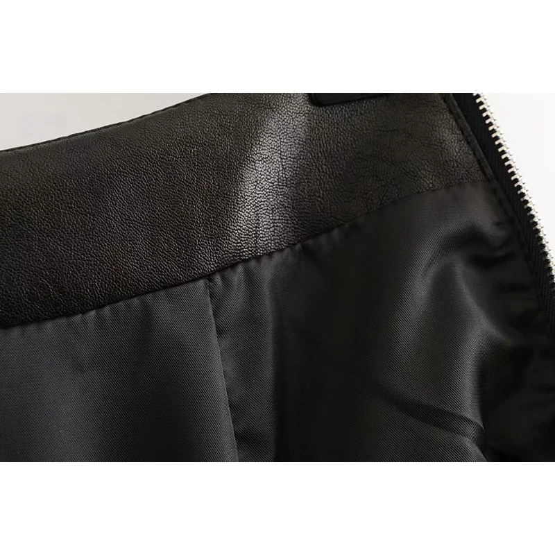 New Autumn Women Faux Leather Black Skirt Sexy Asymmetrical PU Skirts For Office Lady Mini Skirt jupe femme