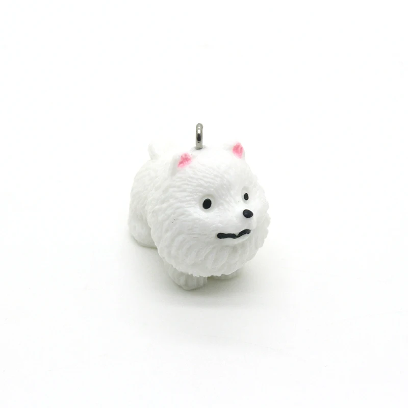 2pcs Super Cute Dog Crafts Resin Keychain Charms Diy Animal Jewelry Accessory Handmade Pet Choker Necklace Pendant Making