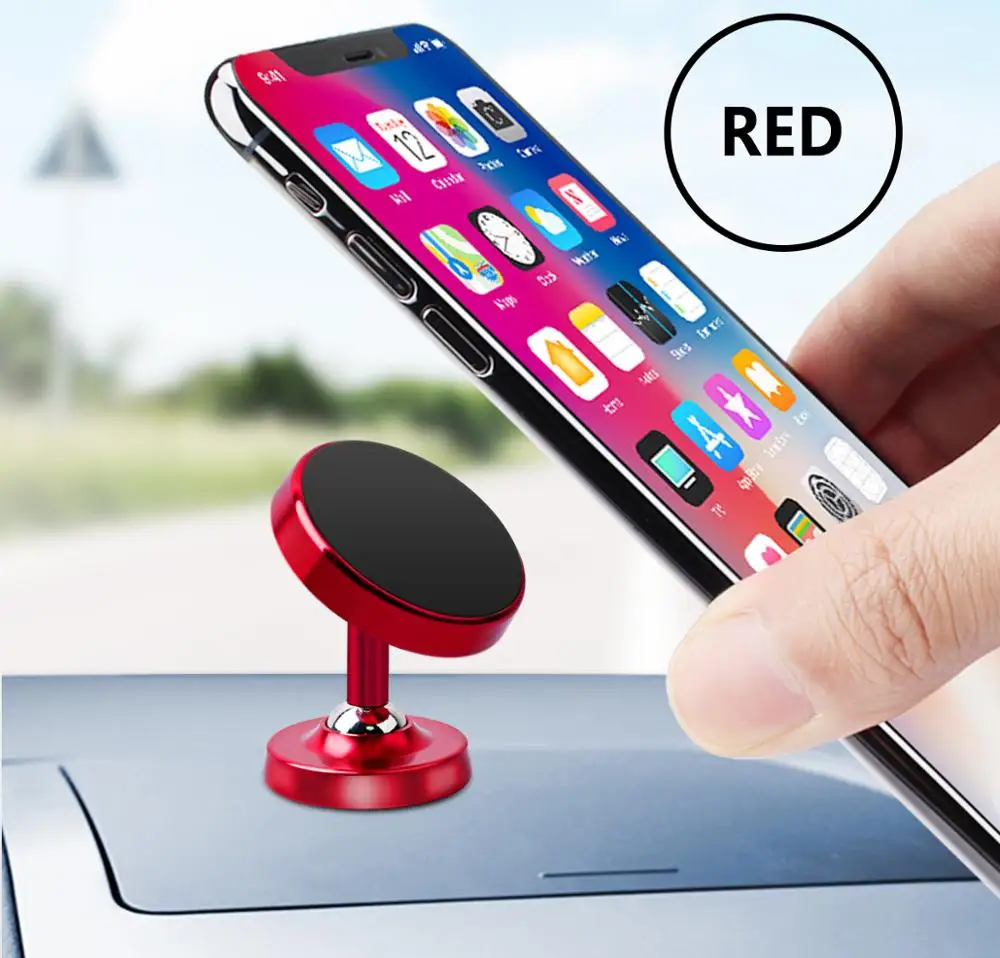 Red stand Магнитный автомобильный держатель для телефона FONKEN, автомобильный держатель для телефона, магнит, двухстороннее вращение, светящаяся подставка, настольная, настенная, для мобильного телефона, мини-держатели - Цвет: Red stand
