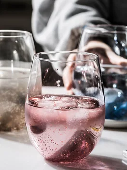 

Simple Nordic Creative Glass Cup Round High Capacity 570ML Transparent Water Cup Personality Office Juice Milk Drinkware MM60BLB