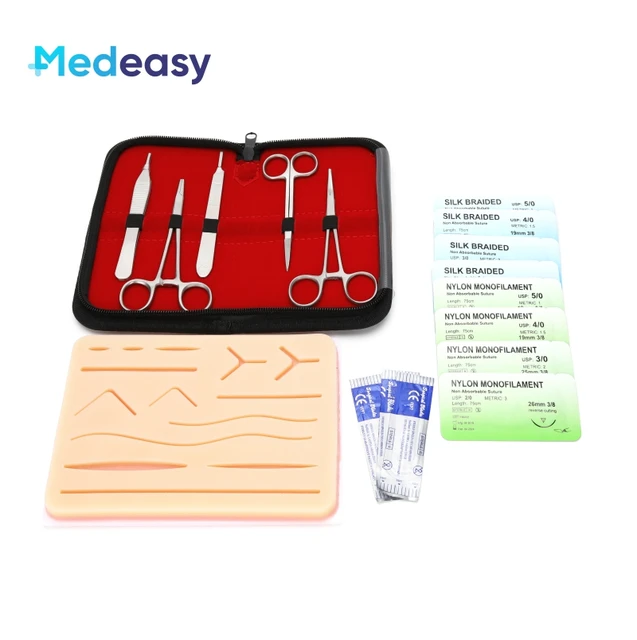  YOUYA DENTAL Kit de práctica de sutura, kit de sutura oral para  entrenamiento de sutura para médicos dentales, 14 piezas que incluyen  silicona blanda biónica oral múltiples tipos de heridas orales