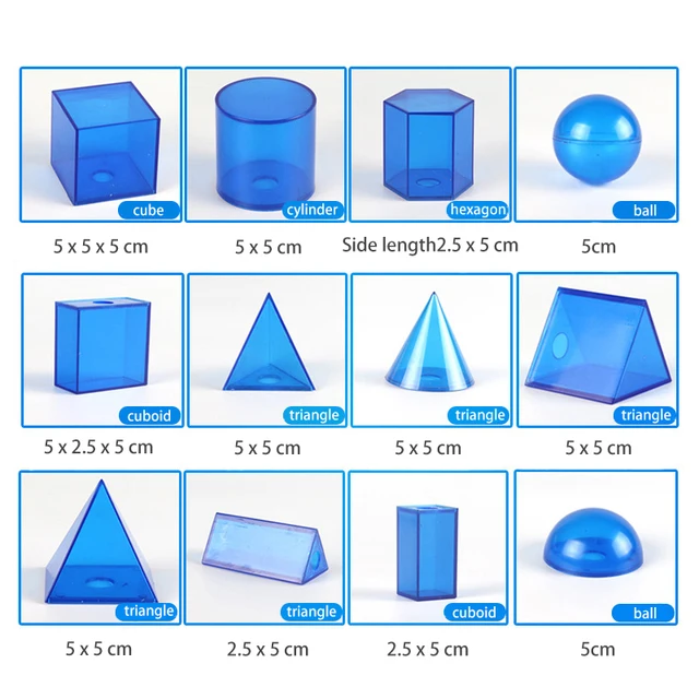 Children 3D Transparent Geometric Model Math Toys Shape Teaching Aids Educational Learning Toys Student Preschool Brain Training 6