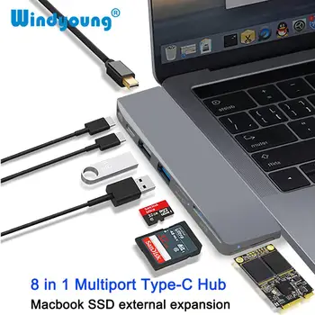 

USB C HUB Type C to Mini Display Adapter with SSD Expansion Multi USB 3.0 HUB Dock for MacBook USB-C 3.1 Splitter Port TypeC HUB
