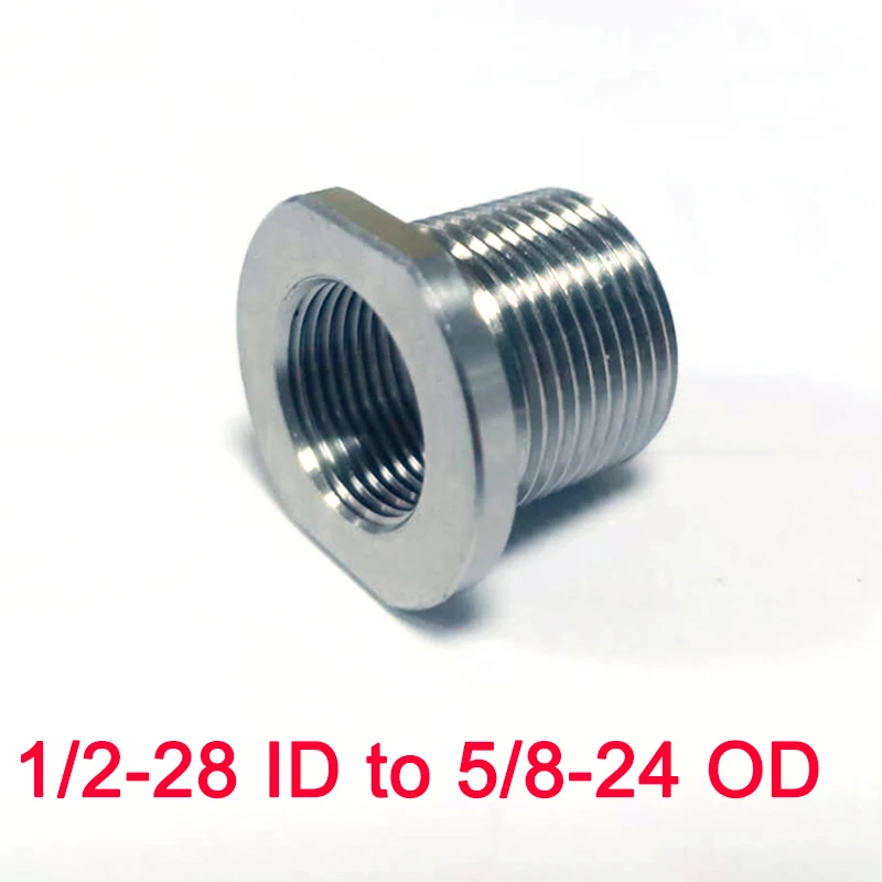 

1PCS Stainess Steel 1/2-28 ID to 5/8-24 OD Flat Barrel Oil Threaded Adapter Fuel Filter Connector Fitting