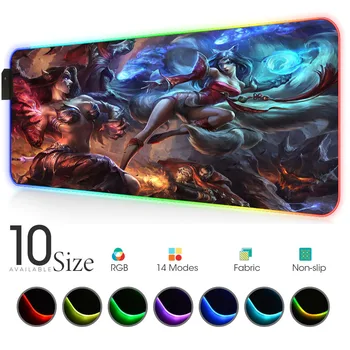 

league of legends RGB Mouse Pad Large Gamer Accessories LED MousePad Gaming computer Mat with Backlit mouse desktop mouse for pc