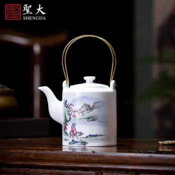 

ceramic kung fu tea pot new color figure girder travel pot little teapot full manual of jingdezhen tea service