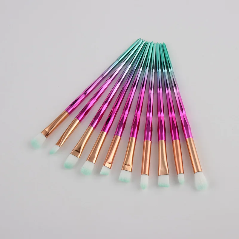 Rainforest 10pcs Новинка, набор косметических кистей для макияжа, 10 шт., кисть для растушевки теней, бровей, ресниц, подводки для глаз, кисти для профессионального макияжа глаз, набор инструментов - Handle Color: Rainforest 10pcs