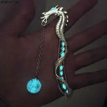 

EZONE Luminous Metal Bookmark Creative Retro Hippocampus Shape Dragon Stationery School Supplies Student Prizes Hair Decoration