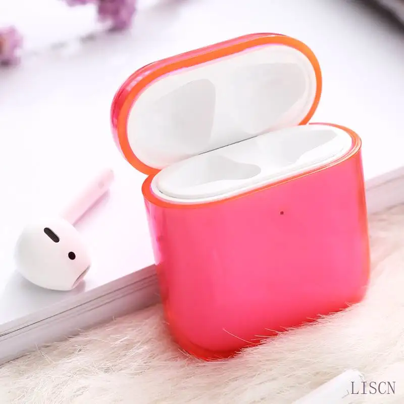 Флуоресцентный зеленый чехол для наушников s для Apple AirPods 1 2 противоударный чехол для Airpods 1 2 беспроводной Bluetooth чехол для наушников