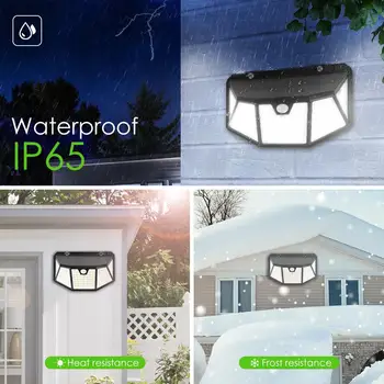 

5W 128 LED Solar Power Wall Light Outdoor Waterproof Security Wall Night Light with Motion Sensor for Porch Yard Garage 600LM