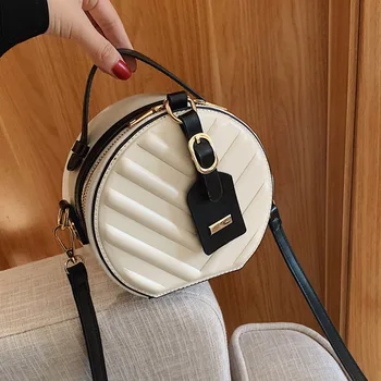 

Messenger Bag Ladies Luxury Handbag Female Bag Designer PU Leather Retro Crossbody Small Round Bag Ladies Travel Shoulder Bag