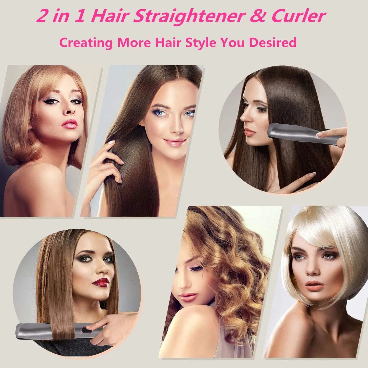 2 in 1 Twist Hair Straightener and Curling Iron Tourmaline Ceramic Twisted  Flat Iron with LCD Display Adjustable Temperature|Curling Irons| -  AliExpress