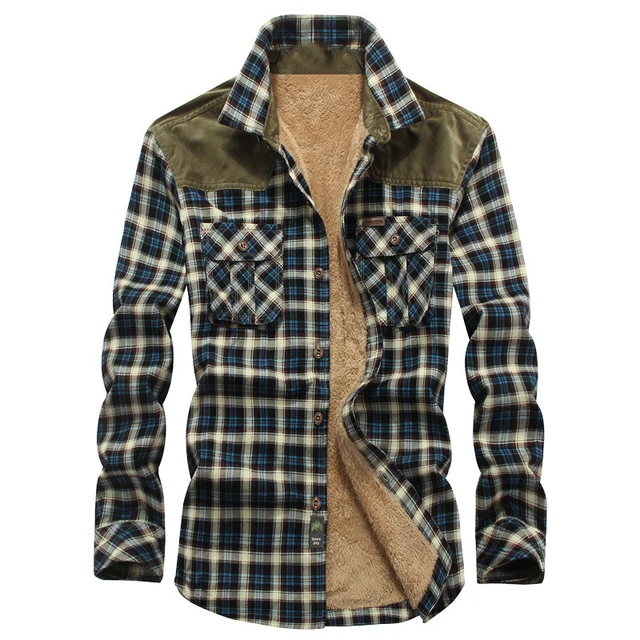 Men's Fleece Lined Flannel Shirt Jacket 