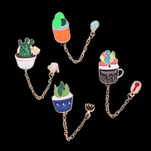 Японский стиль суккуленты цветок Горшечное растение масло капля брошь сумка аксессуары для одежды брошь кактус