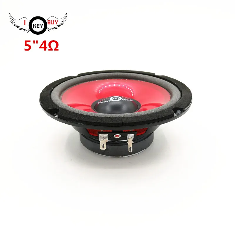 1pc 6.5" 5 Inch Car Full Range Speakers 4 Ohm Waterproof Red Injection Cone Foam Edge Loudspeaker DIY Hifi Sound Audio