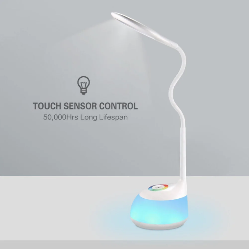 

Eye Protection Home Colorful Touch Control RGB LED Dimmable 2 In 1 Desk Lamp Studying Reading Light Drawing Kids USB Charging