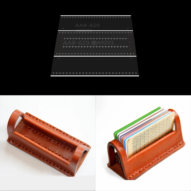 Leather Craft Template 10.5x4.5x5.5cm Acrylic DIY Leather Craft Business Card Storage Box Template Pattern Hollowed Stencil