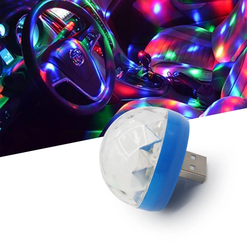 

Car LED Decorative Lamp Mini RGB Atmosphere Light Auto Interior LED USB Club Disco Magic Stage Effect Lights Car Styling