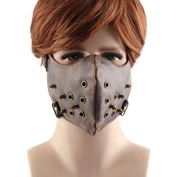 

Punk PU Leather Masks Anti Flu and Dust Protection Pollution Germs Allergens Windproof Half Face Masks