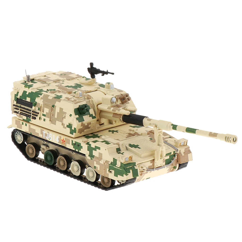 1/87 масштаб китайский армейский Танк TJ614 модель Камуфляжный Танк Howitzer металлические Литые военные транспортные средства-Размер 5,31x1,57 x 1.96in
