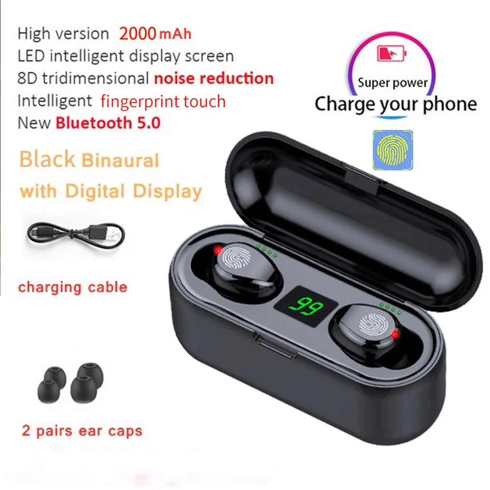 K9-2 LED-Touch K9 PK S11 наушники 3500 мАч Внешний аккумулятор Bluetooth 5,0 Беспроводная TWS Спортивная гарнитура музыкальные наушники для iPhone iPad Xiaomi HUAWEI htc - Цвет: K9-2 LED-Touch