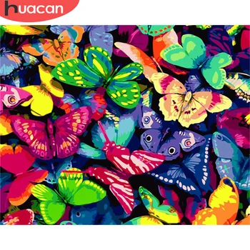 

HUACAN Painting By Numbers Butterfly Drawing On Canvas DIY Coloring By Number Animals Kits Hand Painted Paintings Art Home Decor