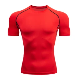 Men's Quick-Dry Compression Sports T-Shirt - Breathable Fitness & Gym Wear - S  (45-55kg) (1507-Red)