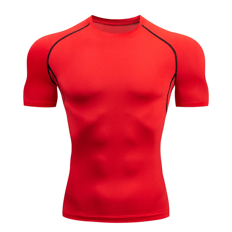 Roja - Camiseta de compresión manga corta para hombre