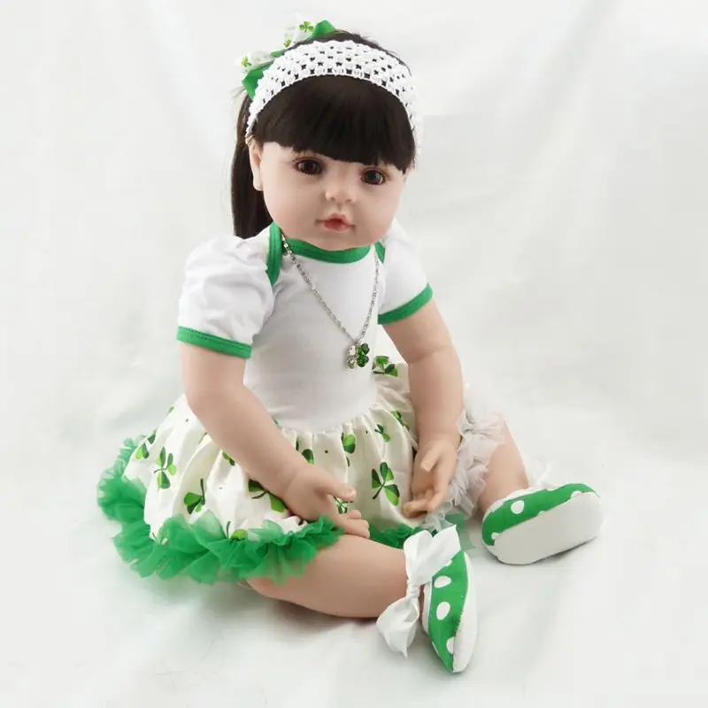 24in Reborn Baby Doll Реалистичная из мягкого силикона Виниловый фон для новорожденных детская игрушка девушка с длинными волосами принцессы похожая на настоящую рождественские подарки ручной работы Y4QA