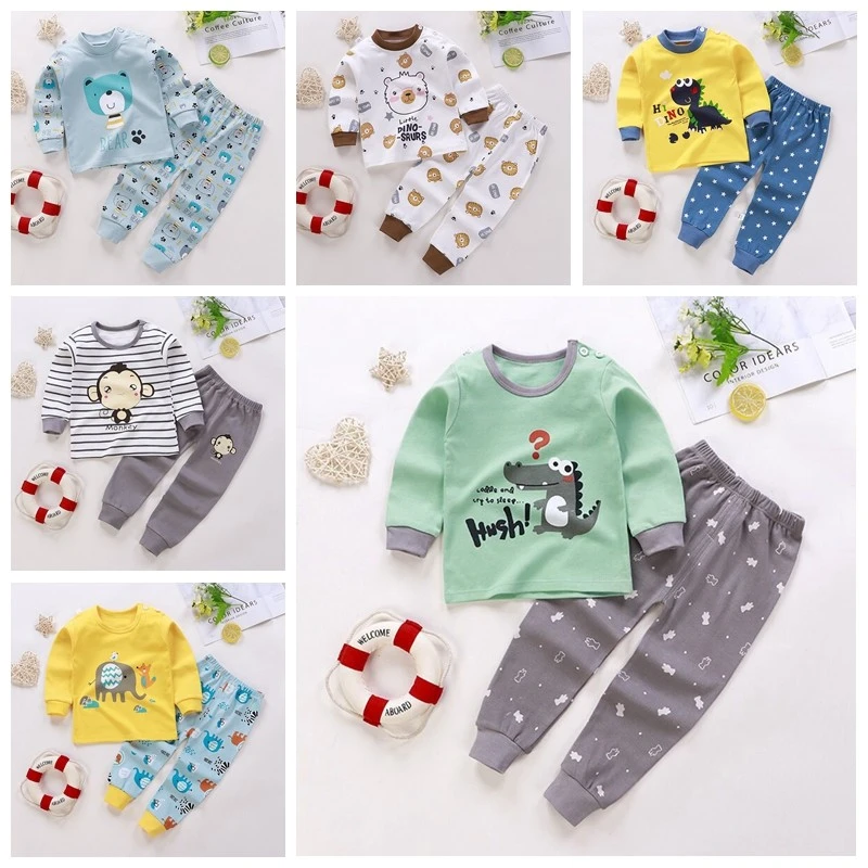 Cartoon Design Boutique Baby Clothes Baby Girls Long Sleeve Sets 6 9 12 18 Month Kids Wear Suits Autumn Pure Cotton Pajamas baby clothing set essentials