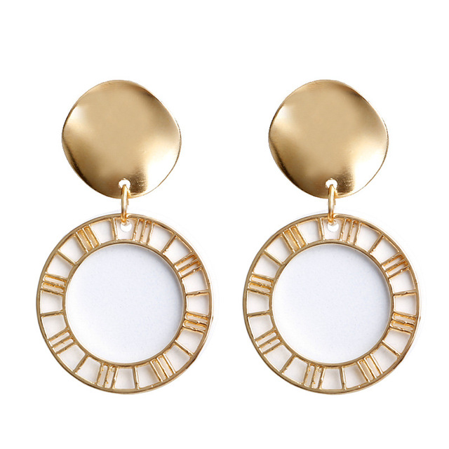 Statement Round Dangle Drop Earrings for Women 2019 Fashion Jewelry Vintage Geometric Round Sequin Hanging Gold Earring