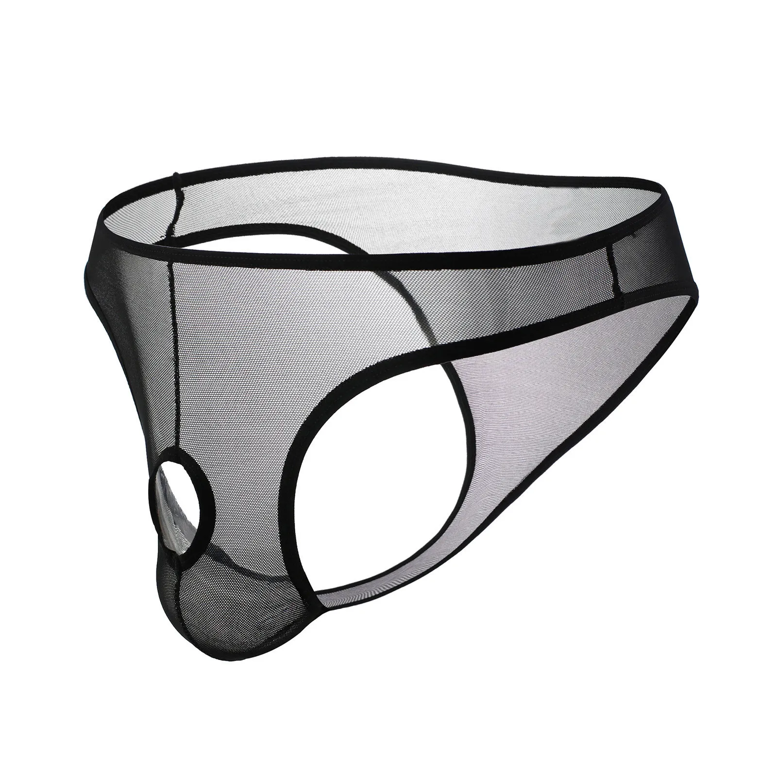 Sexy Lingerie Mens Mesh Underwear Briefs Men Open Front G-Strings Thongs Pouch Hole Hollow Out Transparent Panties Tanga male underwear