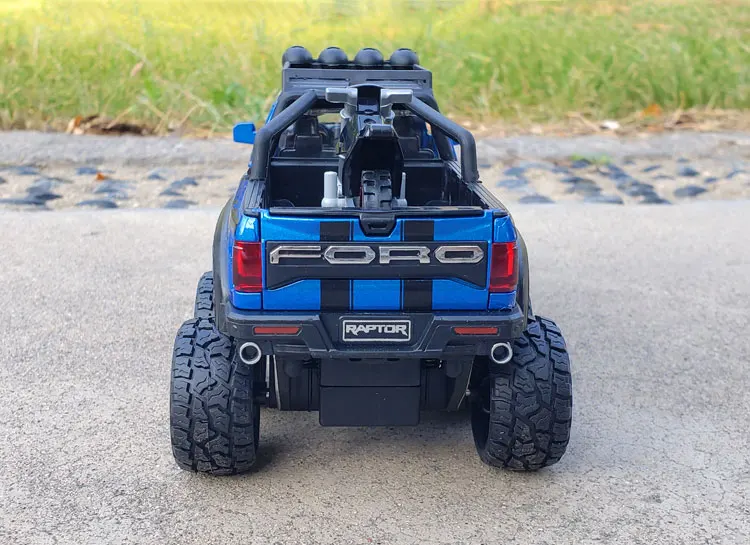 New 1:28 Ford Raptor F150 Alloy Diecast Car Model Toys Sound Light Toy Pickup Truck Pull Back Vehicle For Children