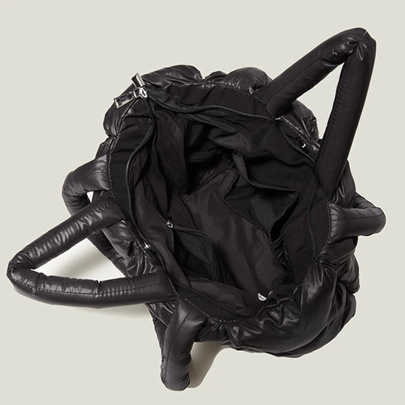 Designer Puffy Shoulder Bag Women Quilted Space Down Feather Padded Cotton Handbag Winter Large Capacity Warm Shopping Purse