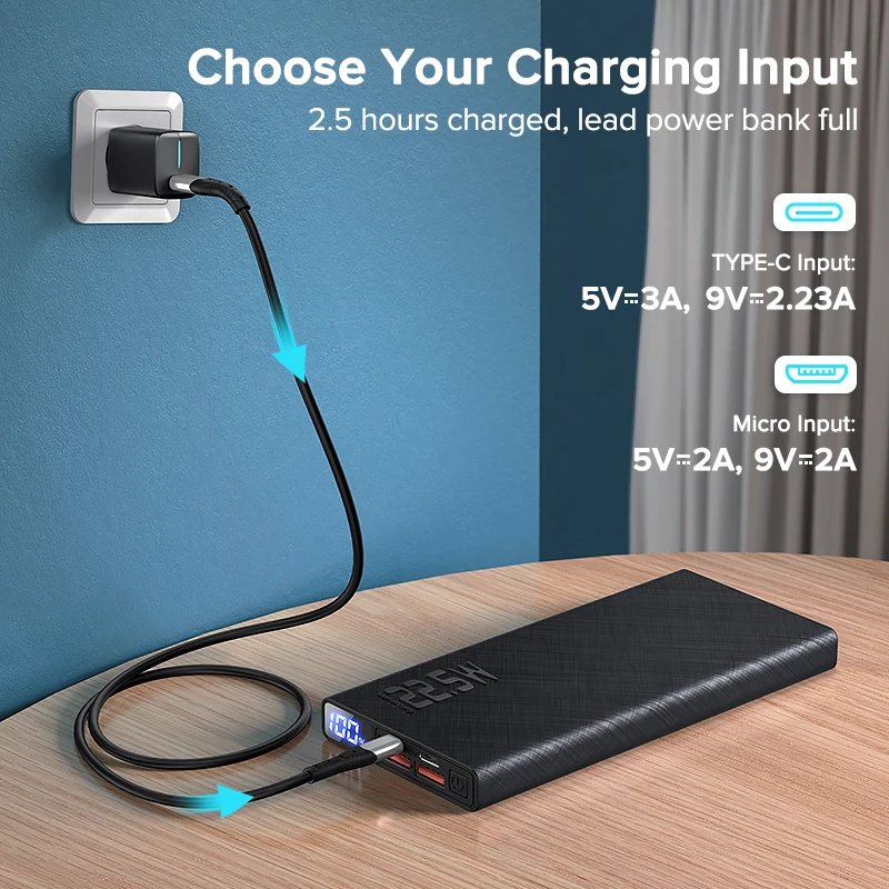 QOOVI Power Bank 20000mAh Portable PD 20W Fast Charging Poverbank Mobile  Phone External Battery Powerbank For iPhone 13 Xiaomi