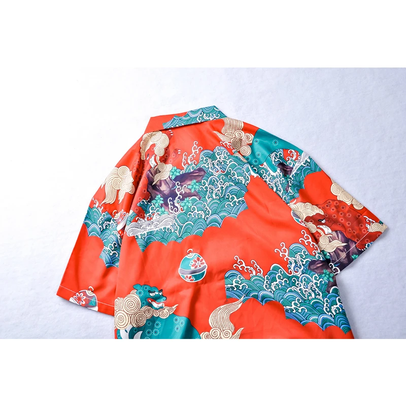 2019 Summer Men Chinese Tradit Printed Men's Shirt Hip Hop Shirts  Short Sleeve Men Red Shirt Male 2019 Summer Men Chinese Tradit Printed Men's Shirt Hip Hop Shirts  Short Sleeve Men Red Shirt Male