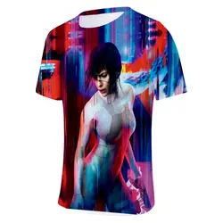 2019 модный костюм для косплея с 3D принтом «Призрак в раковине», повседневные футболки с коротким рукавом